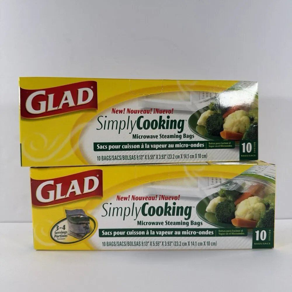 Glad Simply Cooking Microwave Steaming Bags ~ 2 NEW SEALED ~ 20ct DISCONTINUED